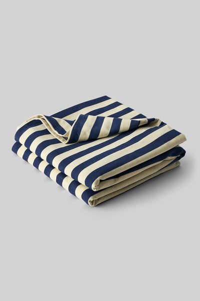 BED COVER, DARK BLUE/LIGHT YELLOW