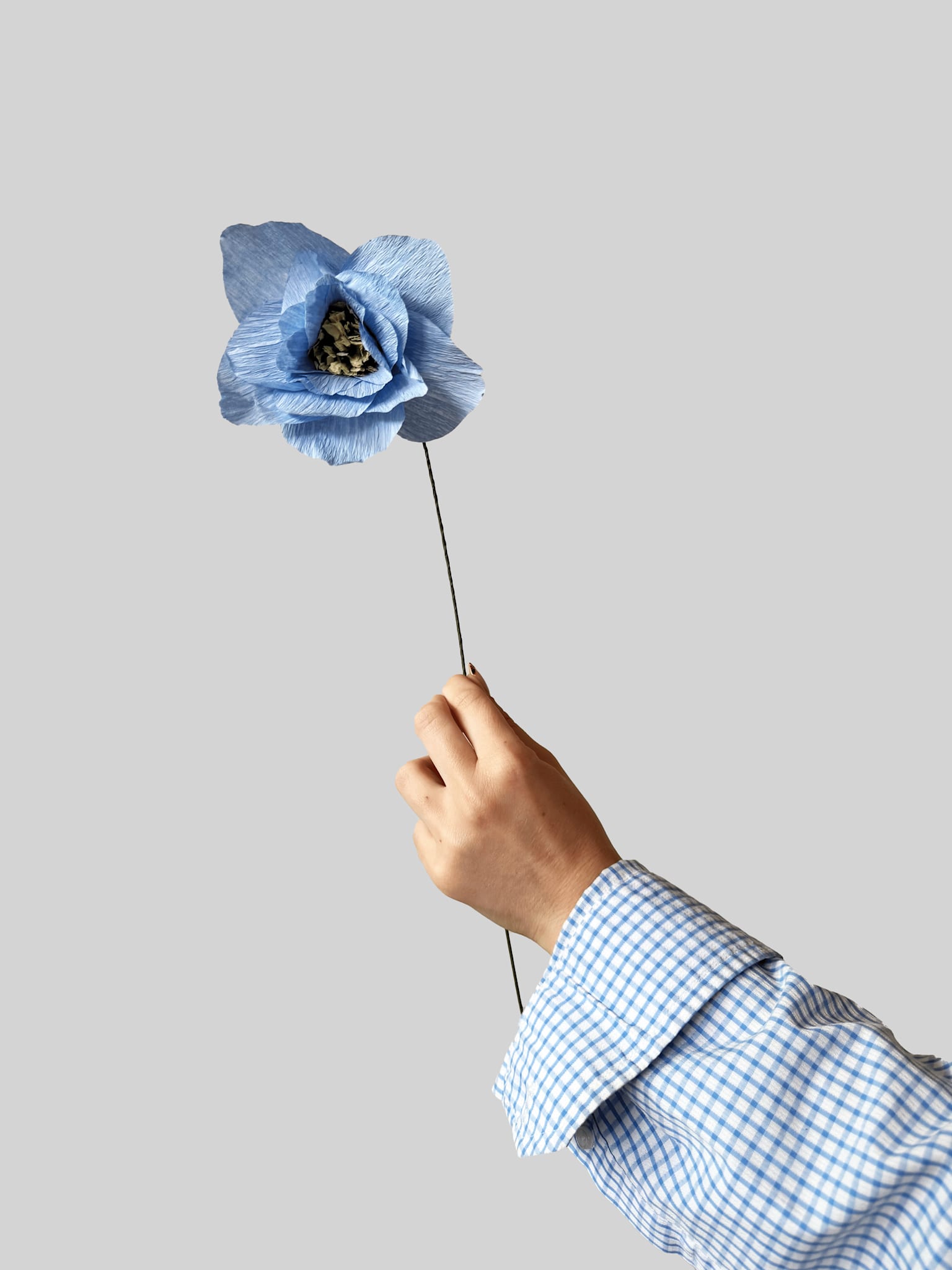 PAPER FLOWER, POPPY, LIGHT BLUE