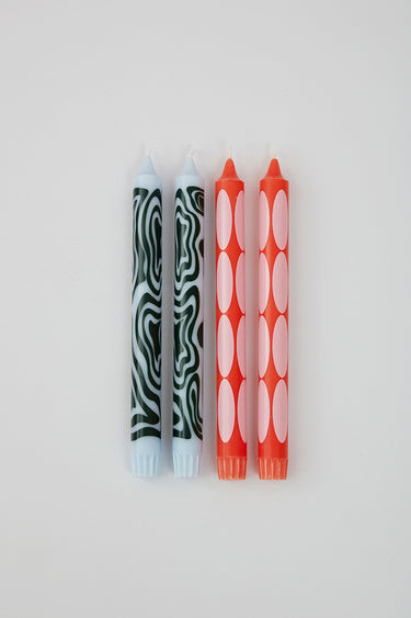 CANDLES, LIGHT BLUE/RED