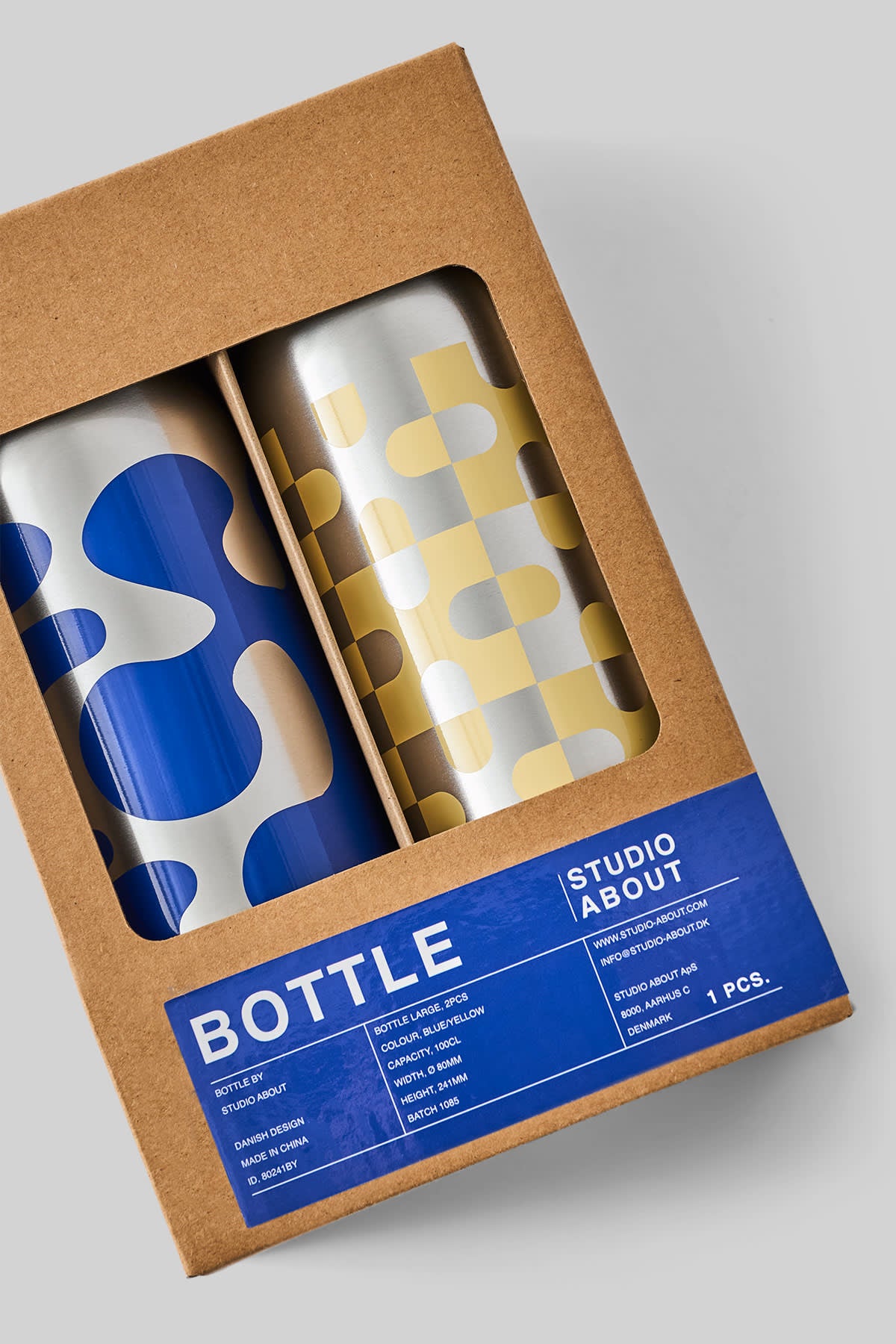 BOTTLE, LARGE, 2PCS, BLUE/YELLOW