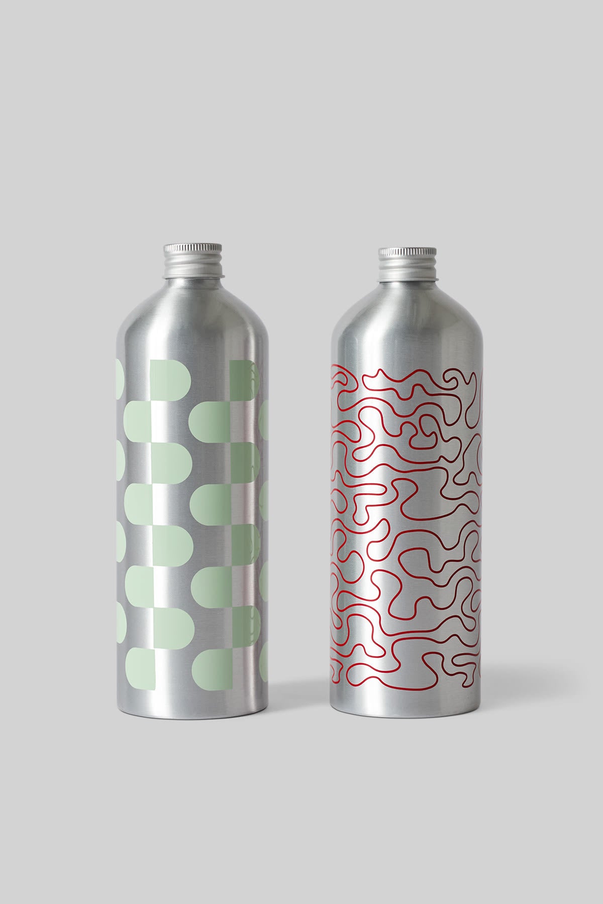 BOTTLE, MEDIUM, 2PCS, MINT/RED