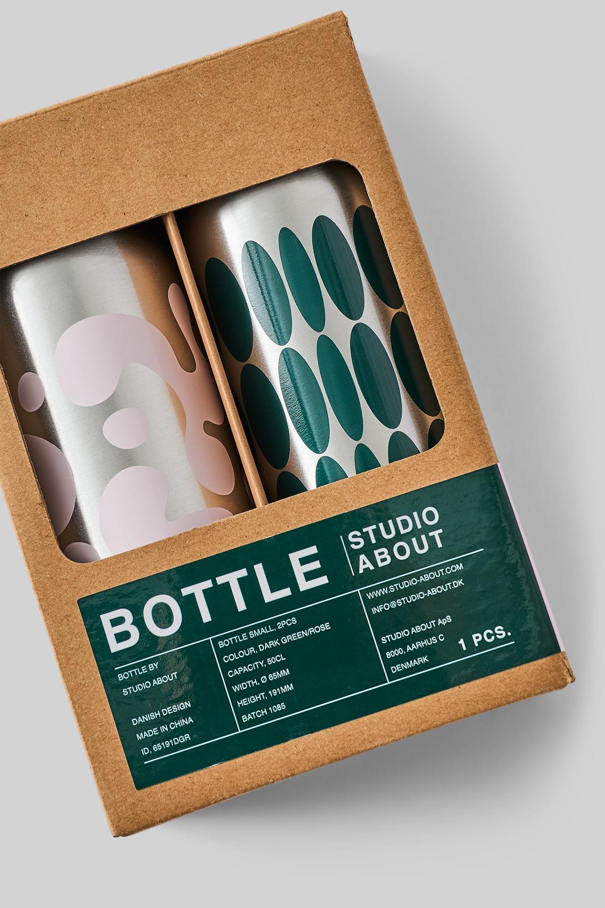 BOTTLE, SMALL, 2 PCS, DARK GREEN/ROSE