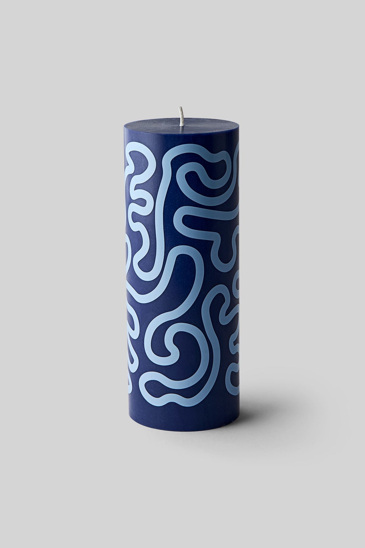 PILLAR CANDLE, DARK BLUE/LIGHT BLUE