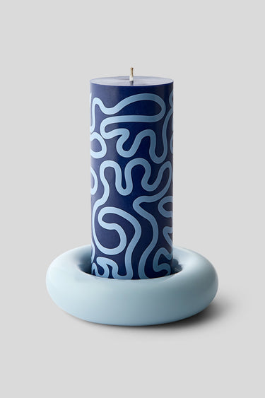 PILLAR CANDLE, DARK BLUE/LIGHT BLUE