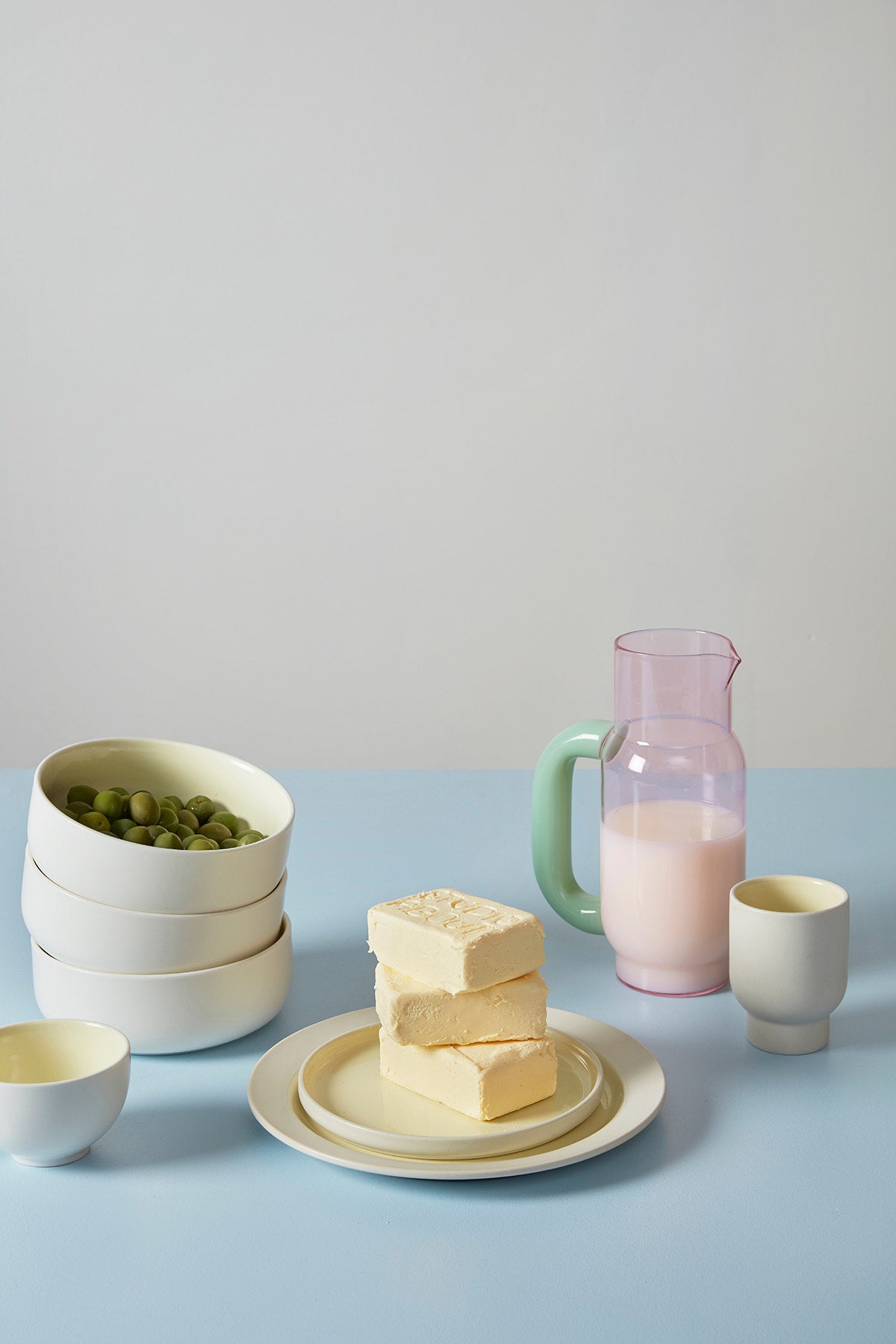 CLAYWARE, PLATE, LARGE, 2 PSC, IVORY/YELLOW