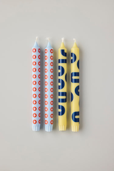 CANDLES, YELLOW/BLUE
