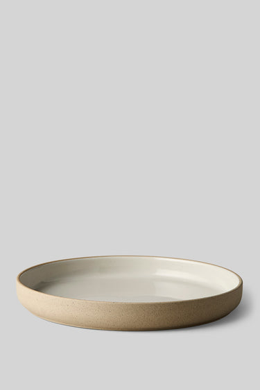 CLAYWARE, SERVING DISH, LARGE, LOW, CLAY SAND, GLAZE LIGHT GREY