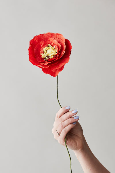 PAPER FLOWER, ICE POPPY, BRIGHT RED