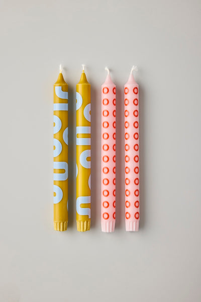 CANDLES,OCHRE/ROSE